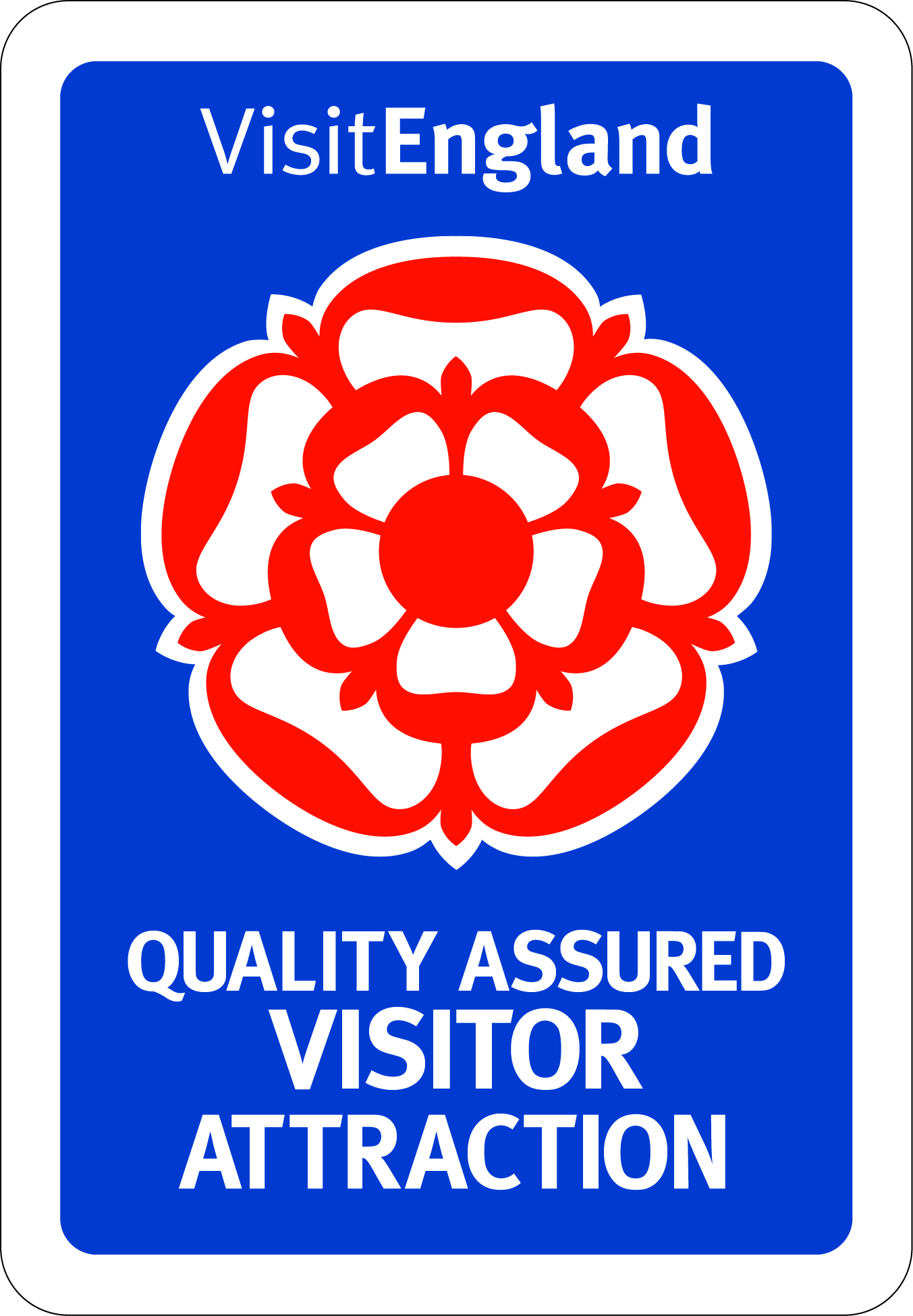 poster of a red flower and blue background and the words 'Visit England'