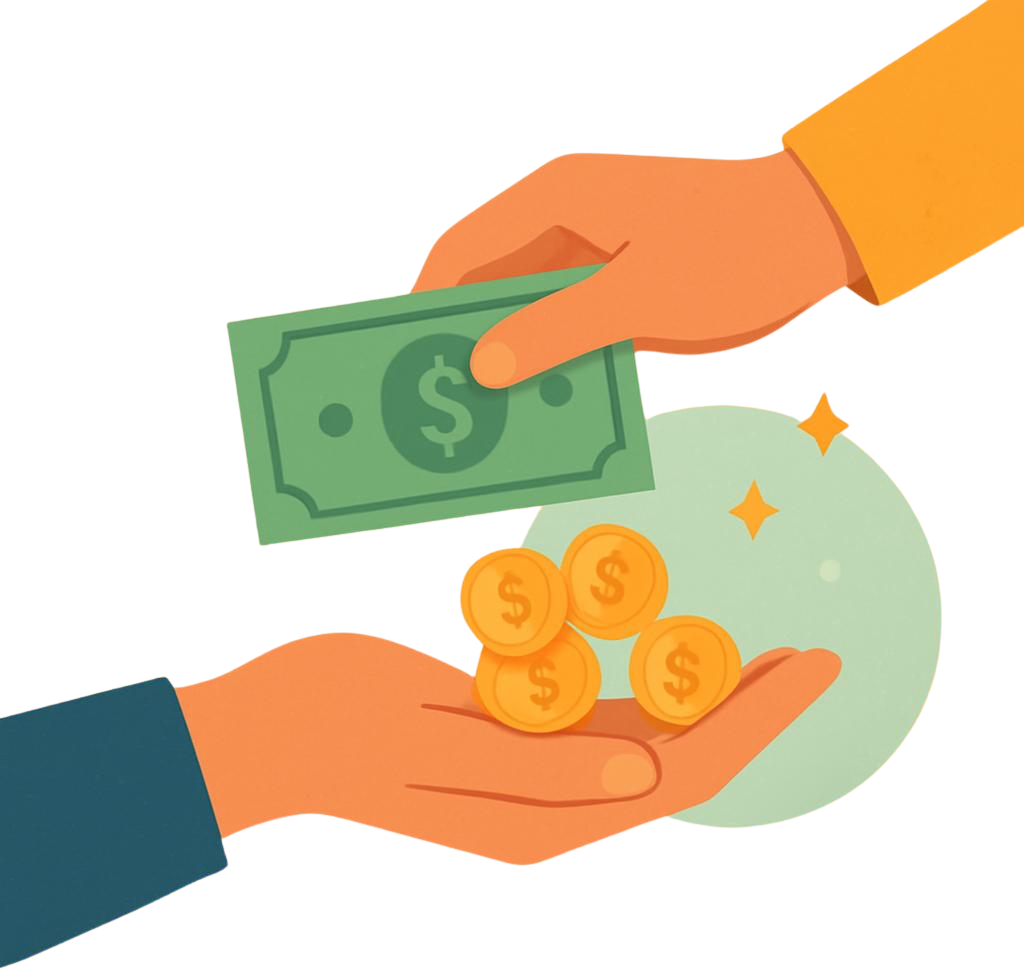 two hands exchanging money