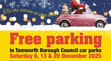 Free parking poster with information and dates 